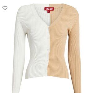 STAUD Cargo Colorblock Cardigan - Tan/Cream